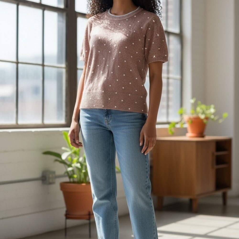 Lucky Brand Brown and Cream Knit Sweater